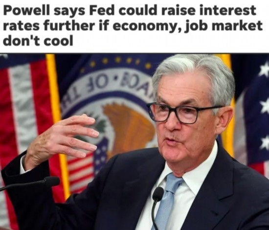  △《今日美國報》網站報道截圖（題圖為美聯儲主席鮑威爾）