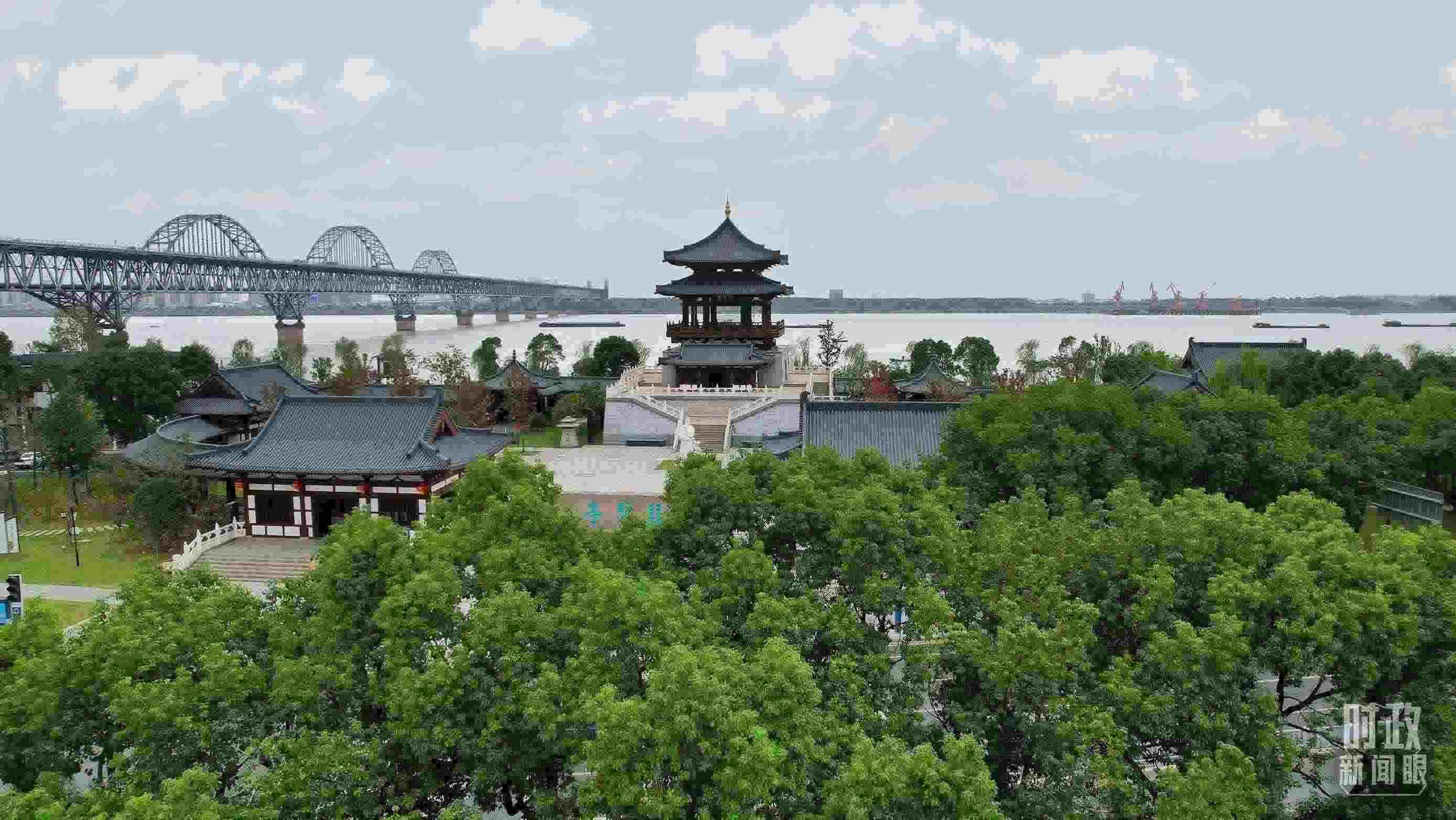 △長(zhǎng)江國(guó)家文化公園九江城區(qū)段。（總臺(tái)記者劉陽(yáng)拍攝）