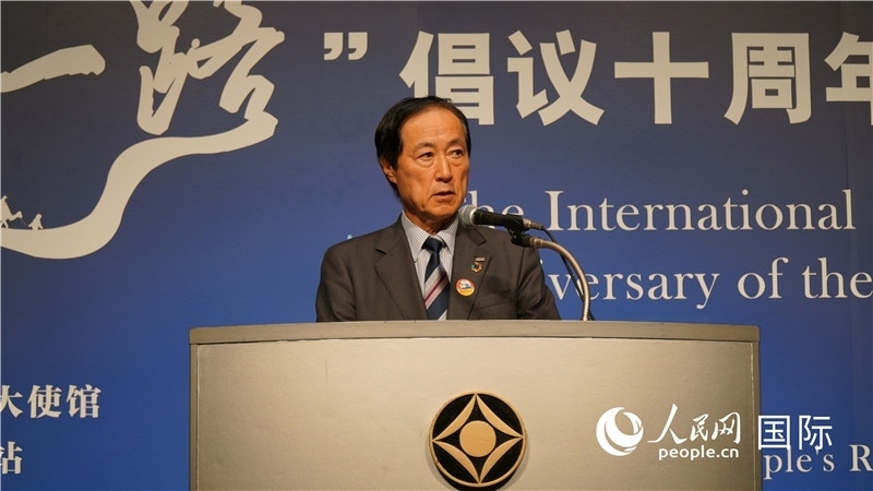 日本經(jīng)團聯(lián)副會長佐藤康博發(fā)言。人民網(wǎng) 蔣曉辰攝