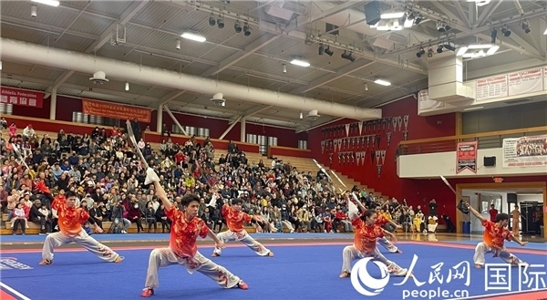 中國武術(shù)隊員表演現(xiàn)場。人民網(wǎng)記者 鄧圩攝