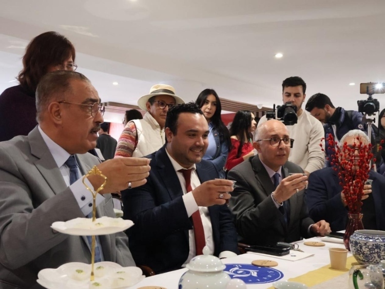 觀眾興致勃勃地體驗茶藝。陳芷珊攝