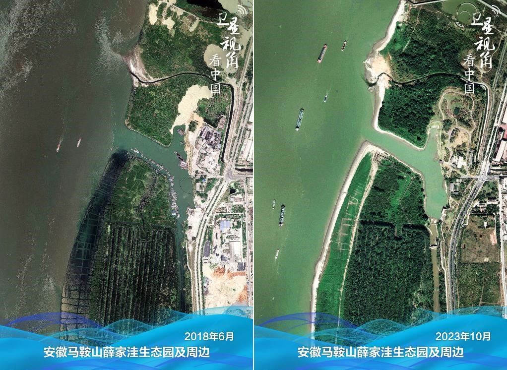 經(jīng)過整治后的安徽馬鞍山薛家洼生態(tài)園生機(jī)盎然。