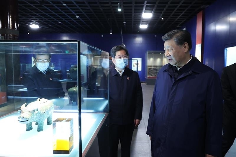 △2022年10月28日，習(xí)近平總書記在河南安陽市殷墟博物館考察。