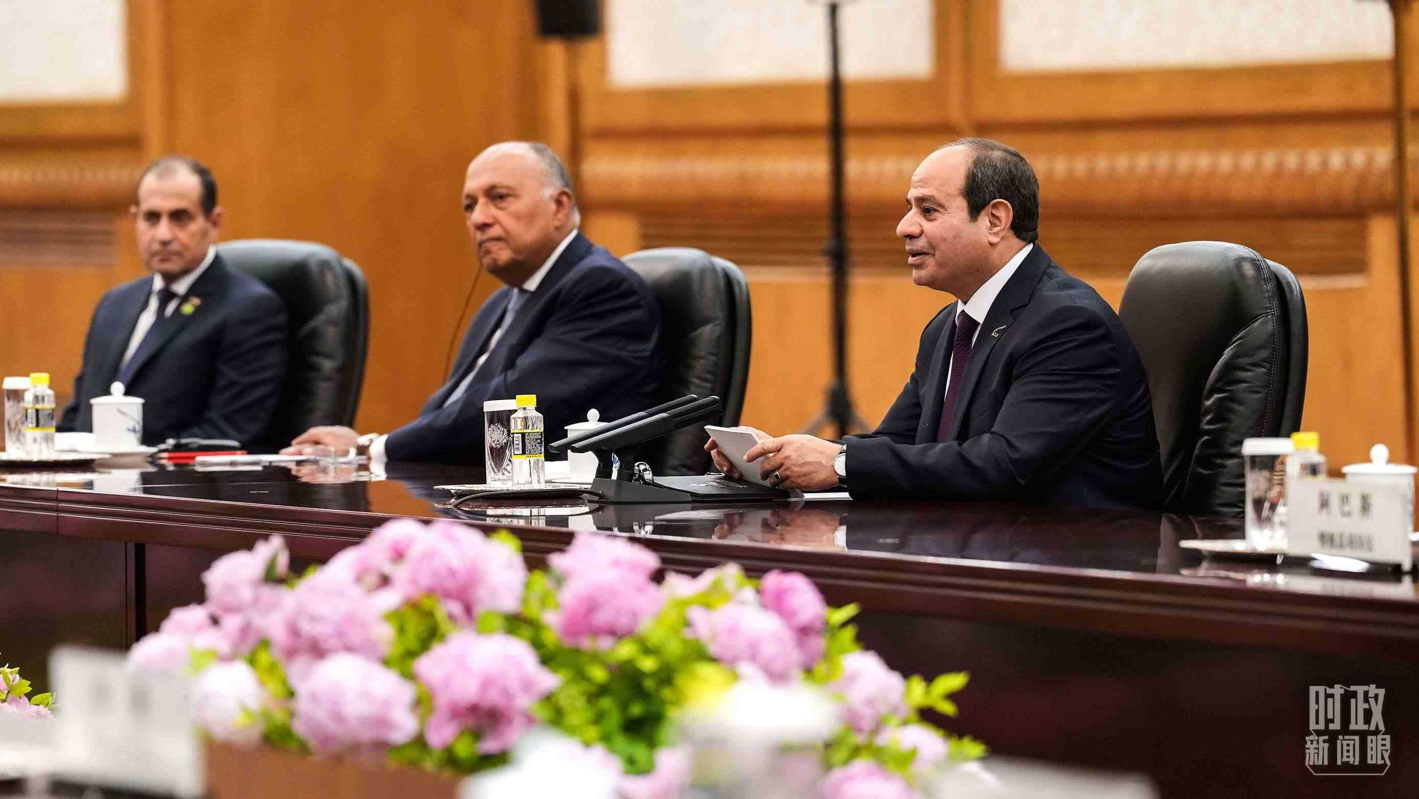 △會談中的塞西總統(tǒng)。（總臺國廣記者李晉拍攝）