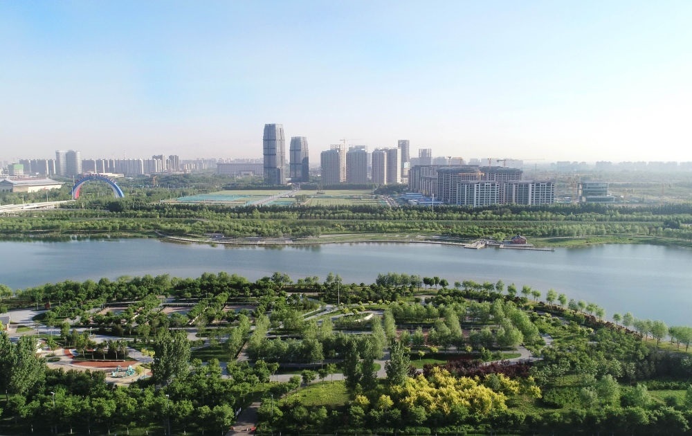 石家莊市滹沱河景色（2022年5月16日攝，無人機照片）。新華社記者 楊世堯 攝