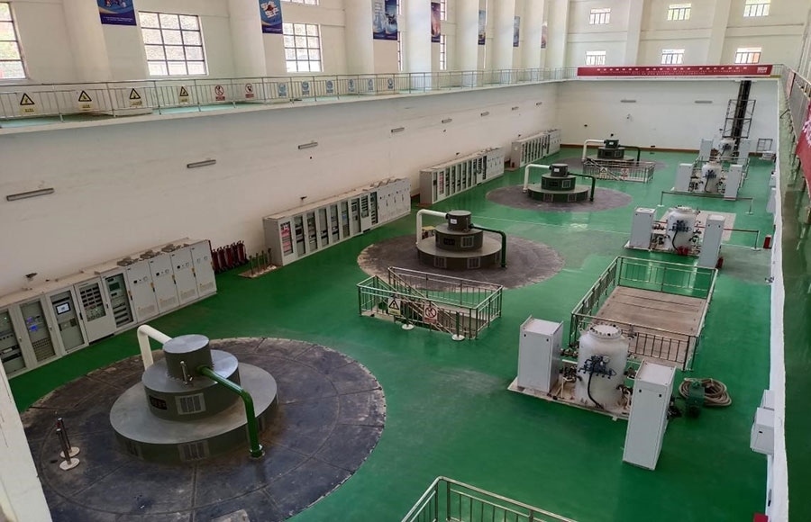  剛果（金）布桑加水電站四臺(tái)發(fā)電機(jī)組。中鐵資源集團(tuán)供圖