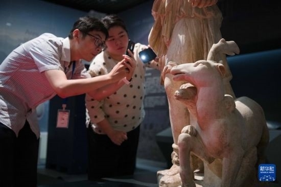 7月2日，安徽博物院工作人員在拍攝開箱后的古希臘文物。新華社記者 張端 攝