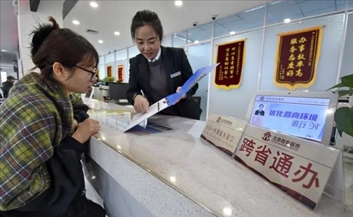 2024年3月25日，北京大興區(qū)，工作人員為群眾辦理跨省政務事宜。