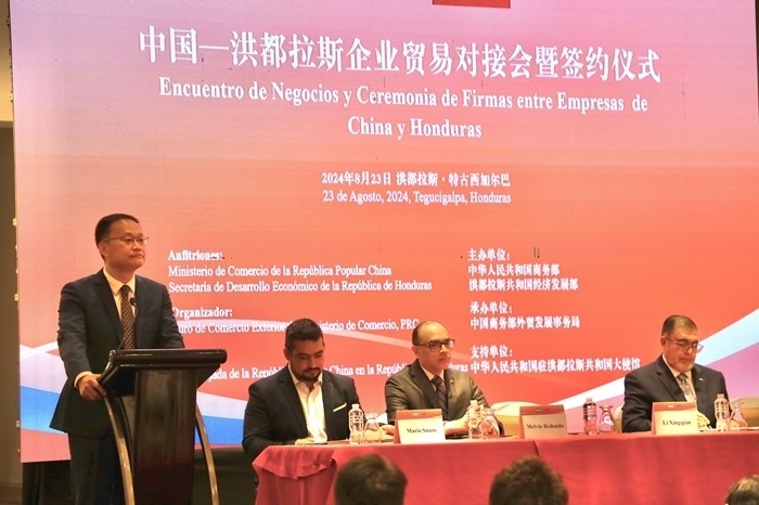 中國商務部外貿(mào)司司長李興乾發(fā)表講話。埃內(nèi)斯托·多明戈斯攝