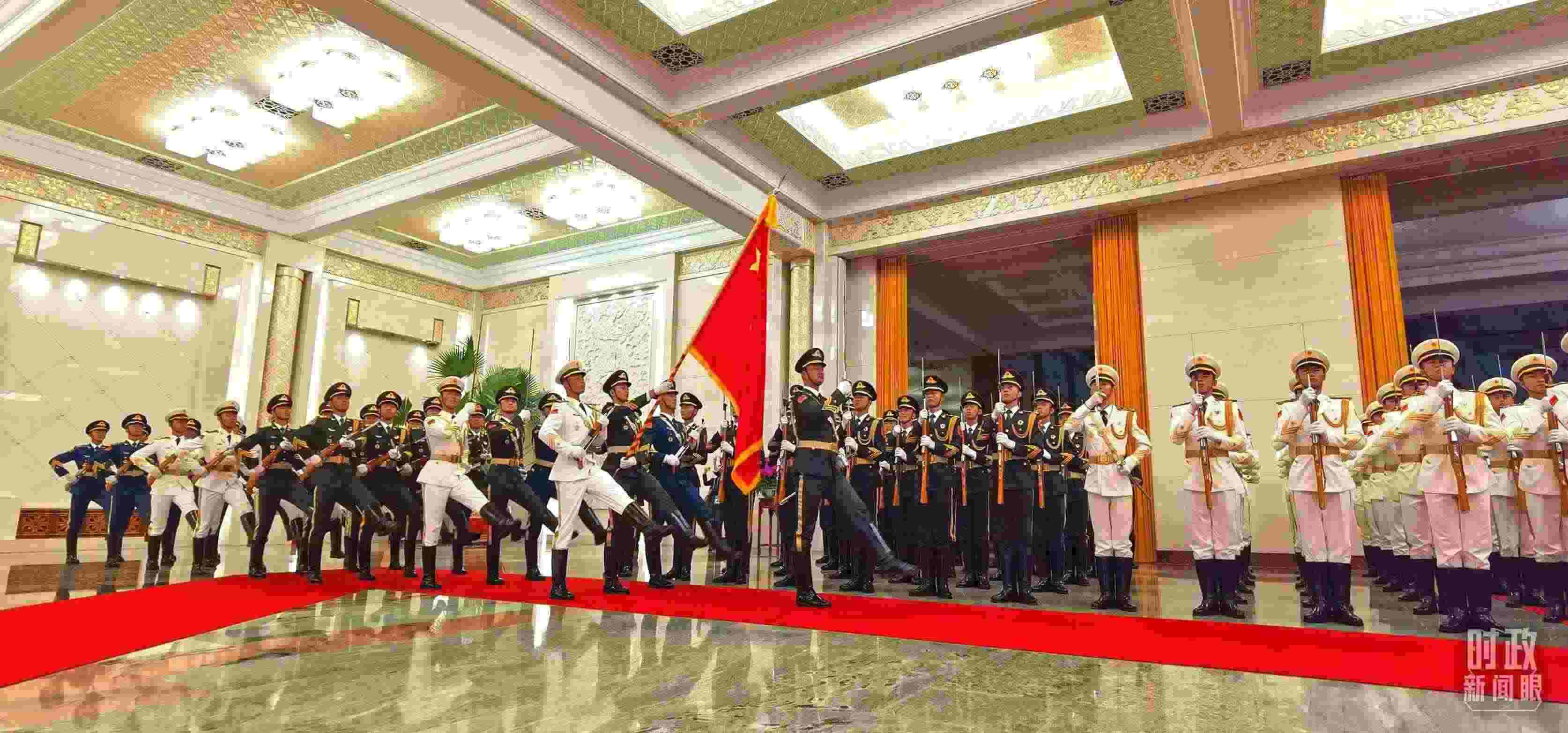 歡迎儀式上的儀仗隊(duì)。（總臺(tái)央視記者郭鴻拍攝）