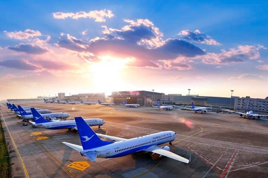 這是如今廈門航空的機(jī)隊(duì)照片。（廈門航空有限公司供圖）