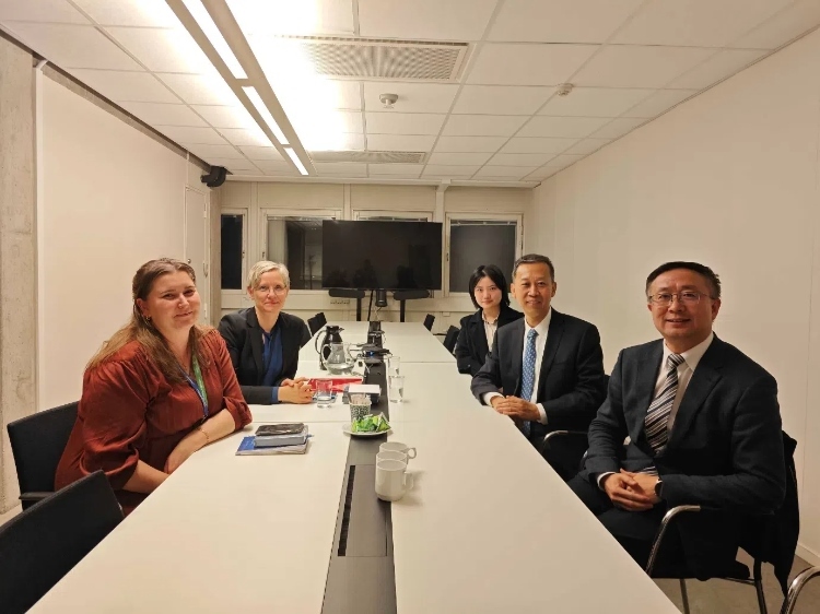 中國駐瑞典大使崔愛民會(huì)見瑞典聯(lián)合國教科文組織全國委員會(huì)秘書長。中國駐瑞典大使館供圖