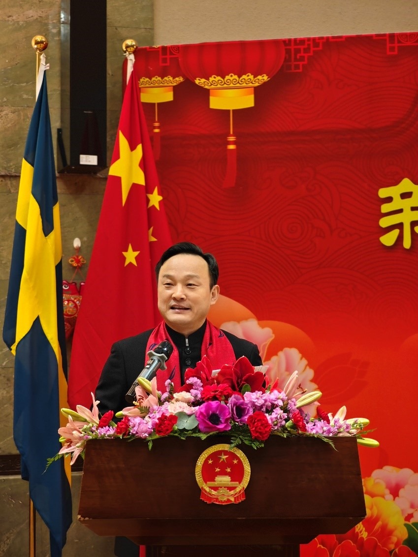 中國(guó)駐哥德堡總領(lǐng)事楊培棟致辭。中國(guó)駐哥德堡總領(lǐng)館供圖